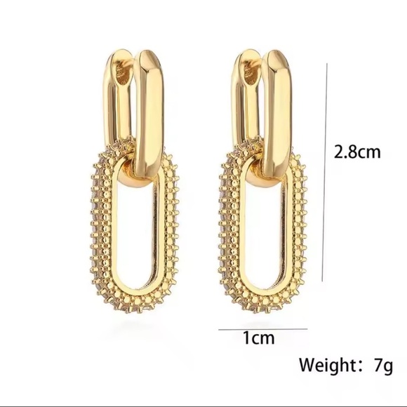 Anthropologie Elegant Gold Link Earrings - Picture 4 of 5
